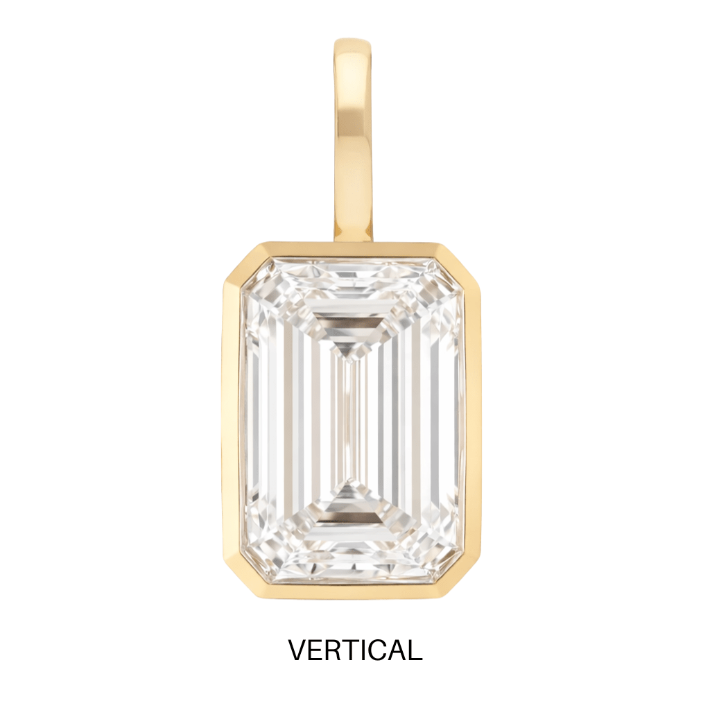 14K Bezel Emerald Cut Lab Grown Diamond Pendant - Nolita