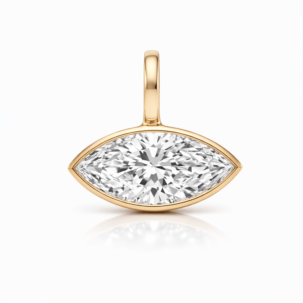 14K Bezel Marquise Lab Grown Diamond Pendant - Nolita