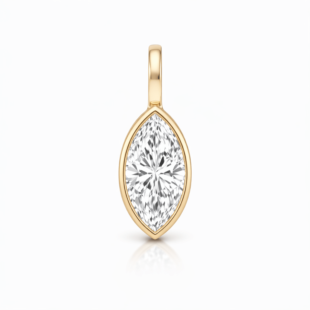 14K Bezel Marquise Lab Grown Diamond Pendant - Nolita