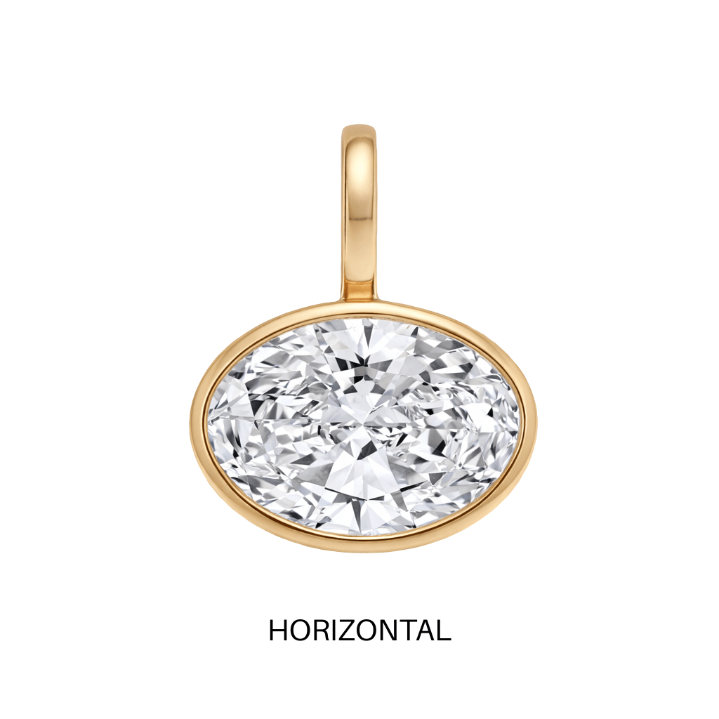 14K Bezel Oval Lab Grown Diamond Pendant - Nolita