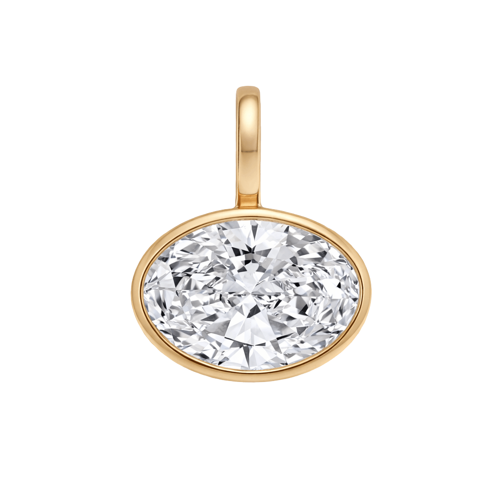 14K Bezel Oval Lab Grown Diamond Pendant - Nolita
