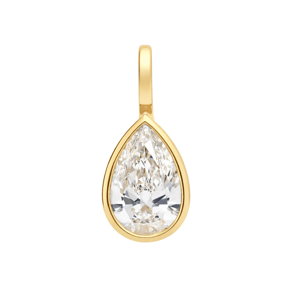 14K Bezel Pear Lab Grown Diamond Pendant