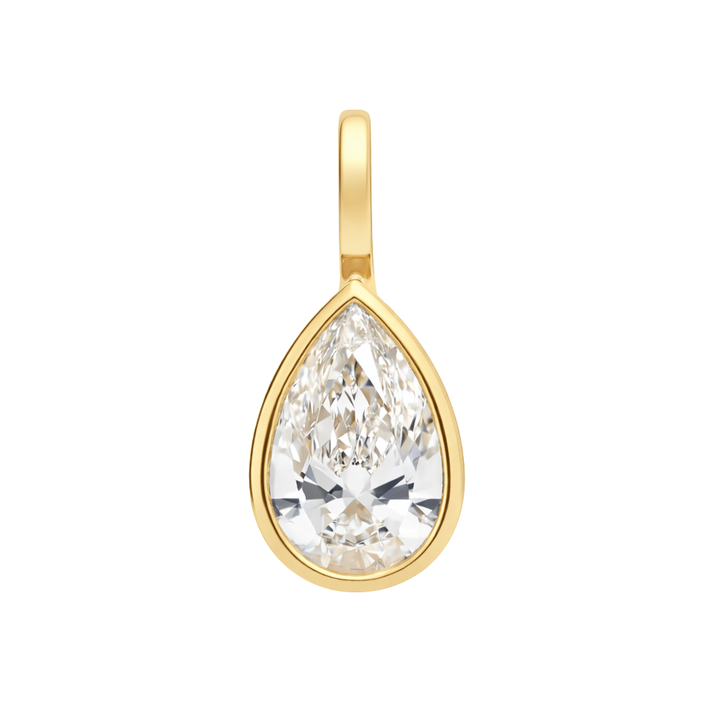 14K Bezel Pear Lab Grown Diamond Pendant - Nolita
