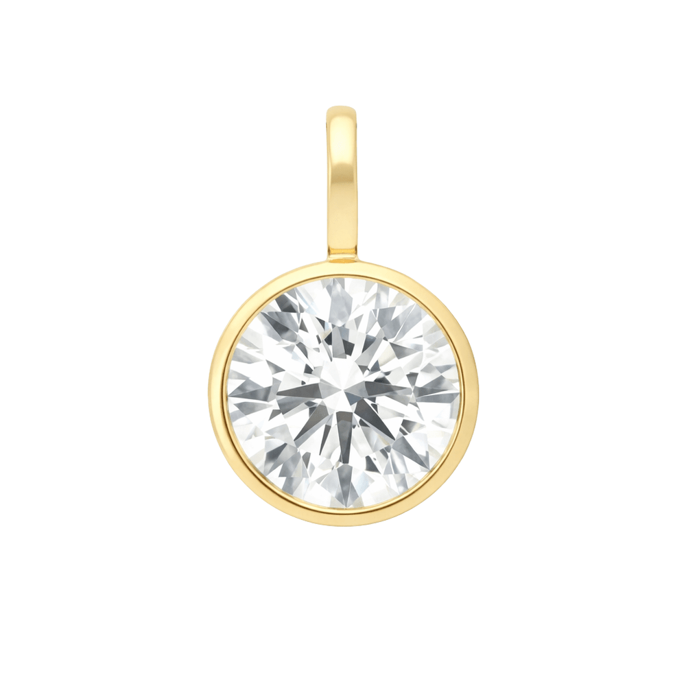 14K Bezel Round Lab Grown Diamond Pendant