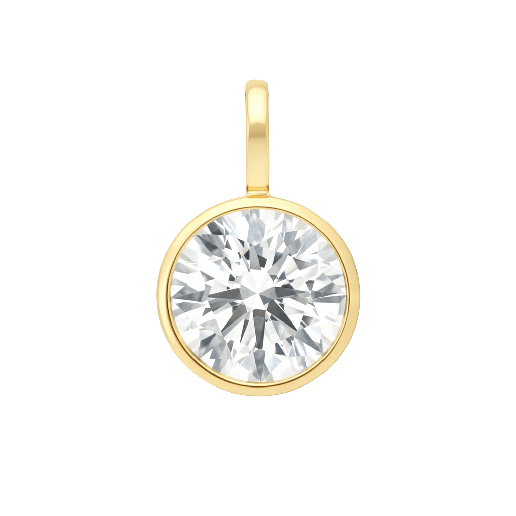 14K Bezel Round Lab Grown Diamond Pendant - Nolita