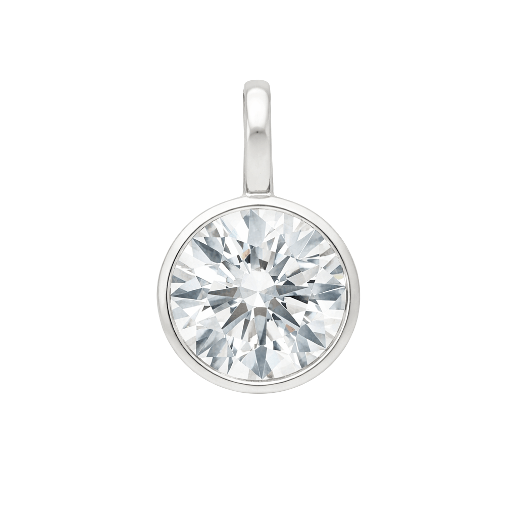 14K Bezel Round Lab Grown Diamond Pendant - Nolita