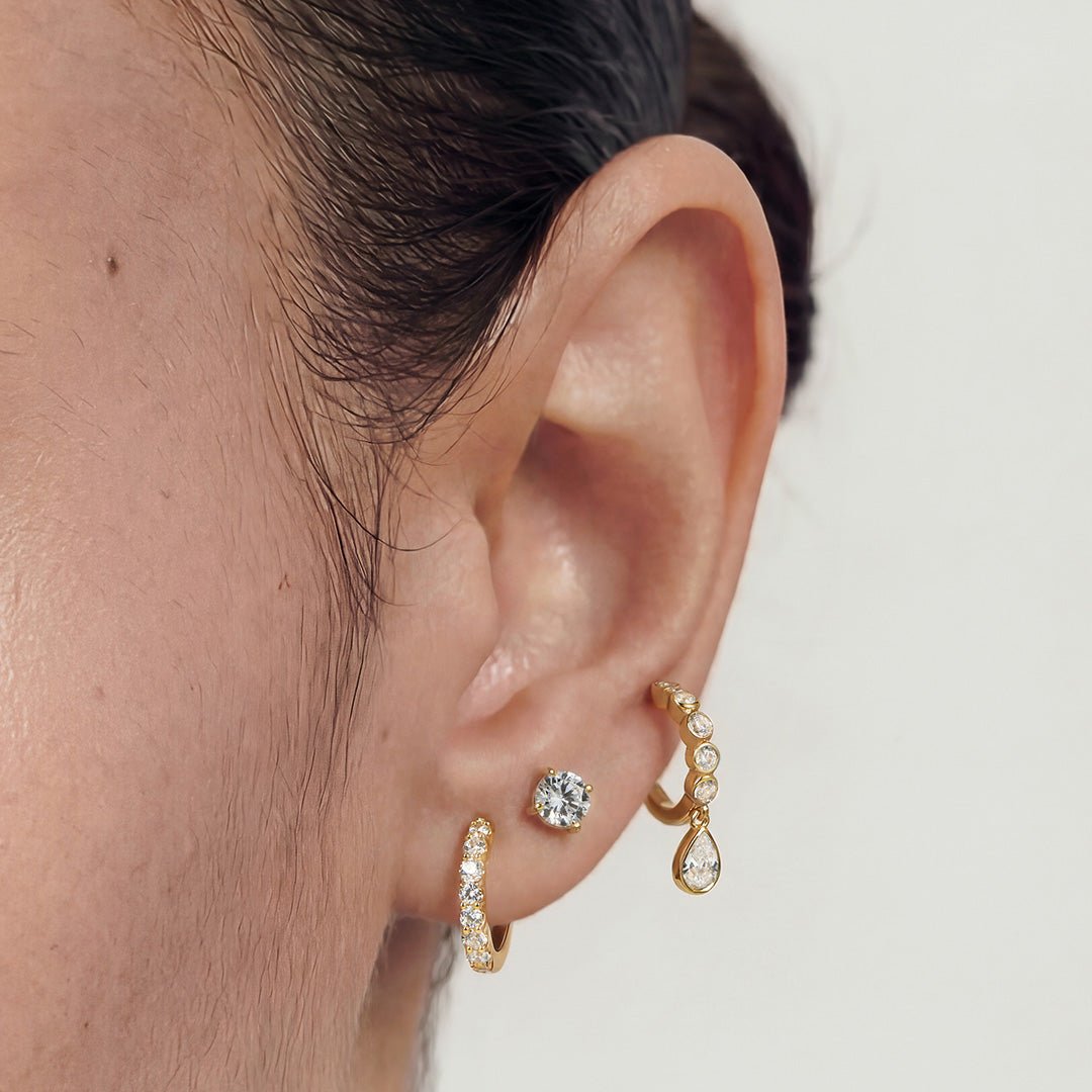14K Bezel-Set Pear Lab Diamond Drop Earrings - Nolita