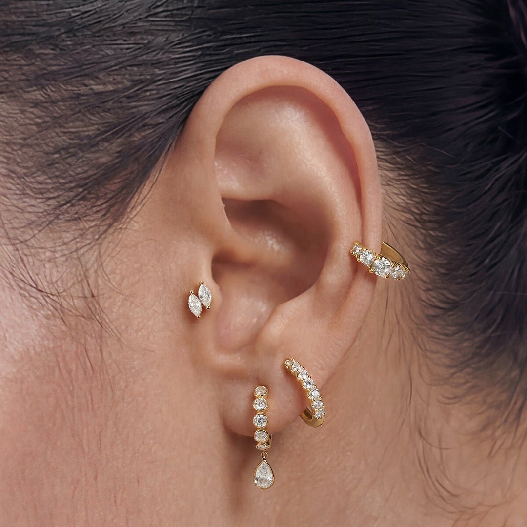14K Bezel-Set Pear Lab Diamond Drop Earrings - Nolita