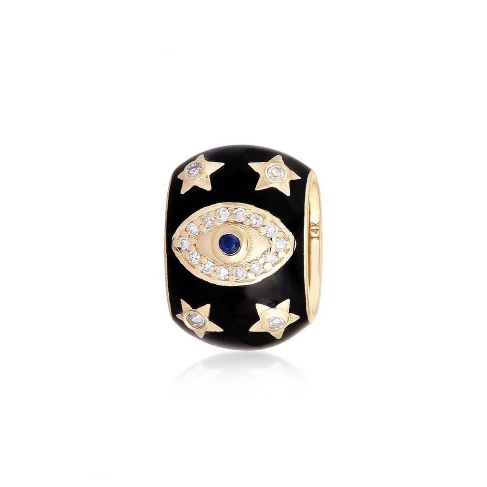 14K Black Ceramic Diamond Evil Eye Spacer Bead - Nolita