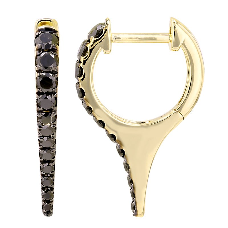 14K Black Diamond Spike Huggie - Nolita