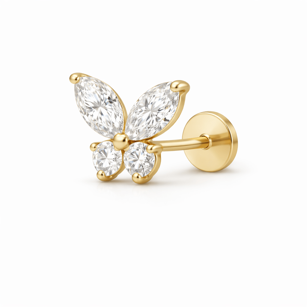 14K Butterfly Lab Grown Diamond Flat Back Single Stud - Nolita