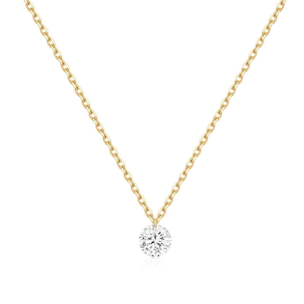 14K Celeste Drilled Lab Diamond Solitaire Necklace