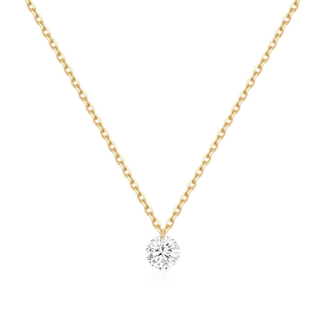 14K Celeste Drilled Lab Diamond Solitaire Necklace - Nolita