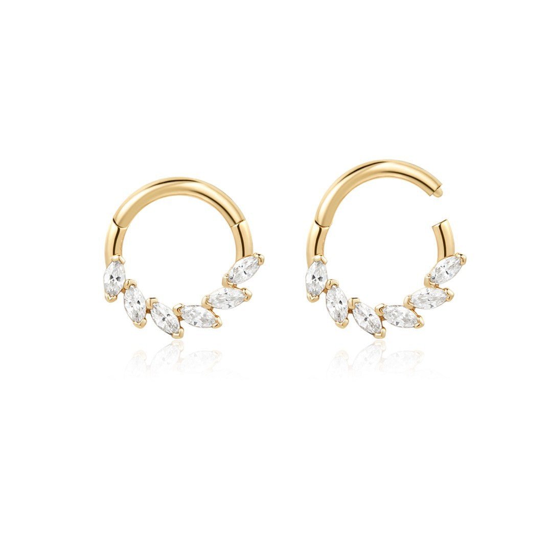 14K Celeste Marquise Lab Diamond Clicker Hoop - Nolita
