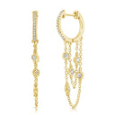 14K Chain Bezel Set Huggie Earrings - Nolita