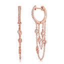 14K Chain Bezel Set Huggie Earrings - Nolita
