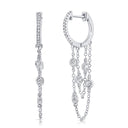 14K Chain Bezel Set Huggie Earrings - Nolita