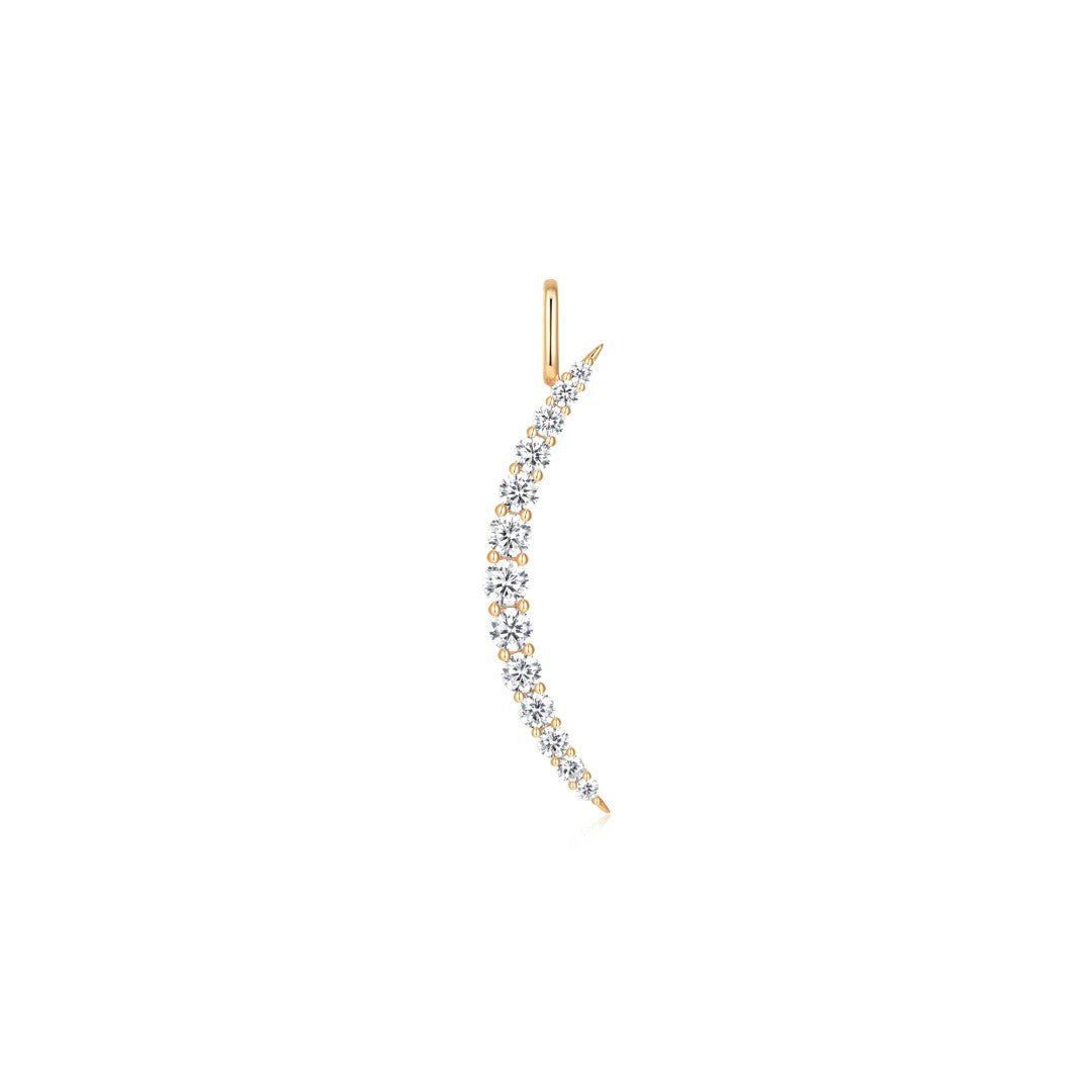 14K Crescent Moon Lab Diamond Charm - Nolita