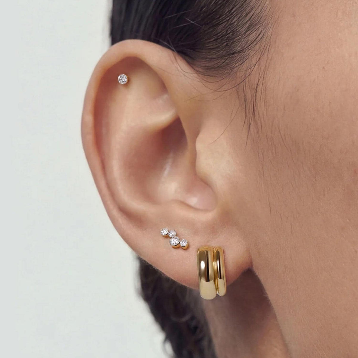 14K Curved Cluster Lab Diamond Flat Back Stud - Nolita