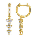 14K Dangling Trio Diamond Huggie Earrings - Nolita