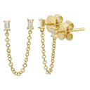 14K Diamond Baguette Chain Earrings - Nolita