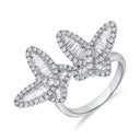 14K Diamond Baguette Double Butterfly Ring - Nolita