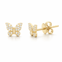 14K Diamond Butterfly Stud Earrings - Nolita