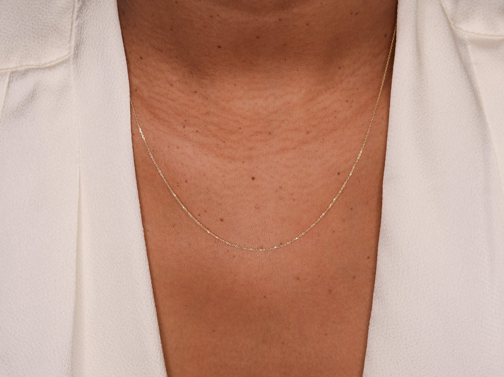 14K Diamond Cut Cable Chain