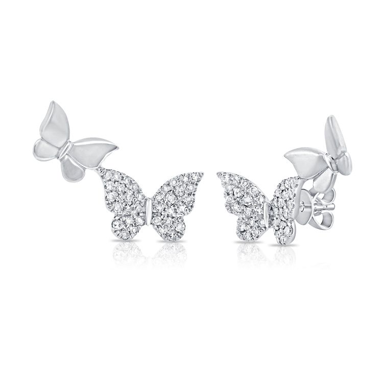 14K Diamond Double Butterfly Earrings - Nolita
