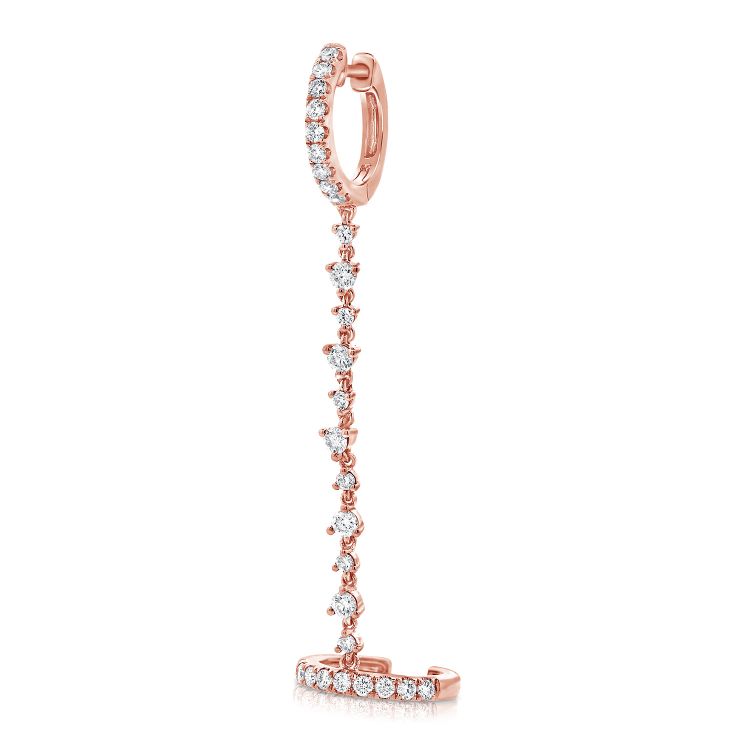 14K Diamond Ear Cuff with Huggie - Nolita