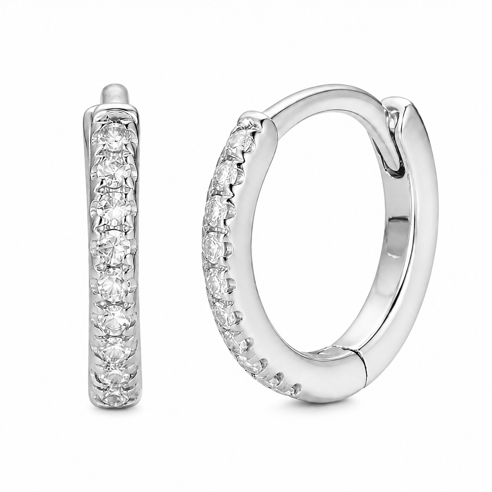 14K Diamond Huggie Hoop Earrings - Nolita