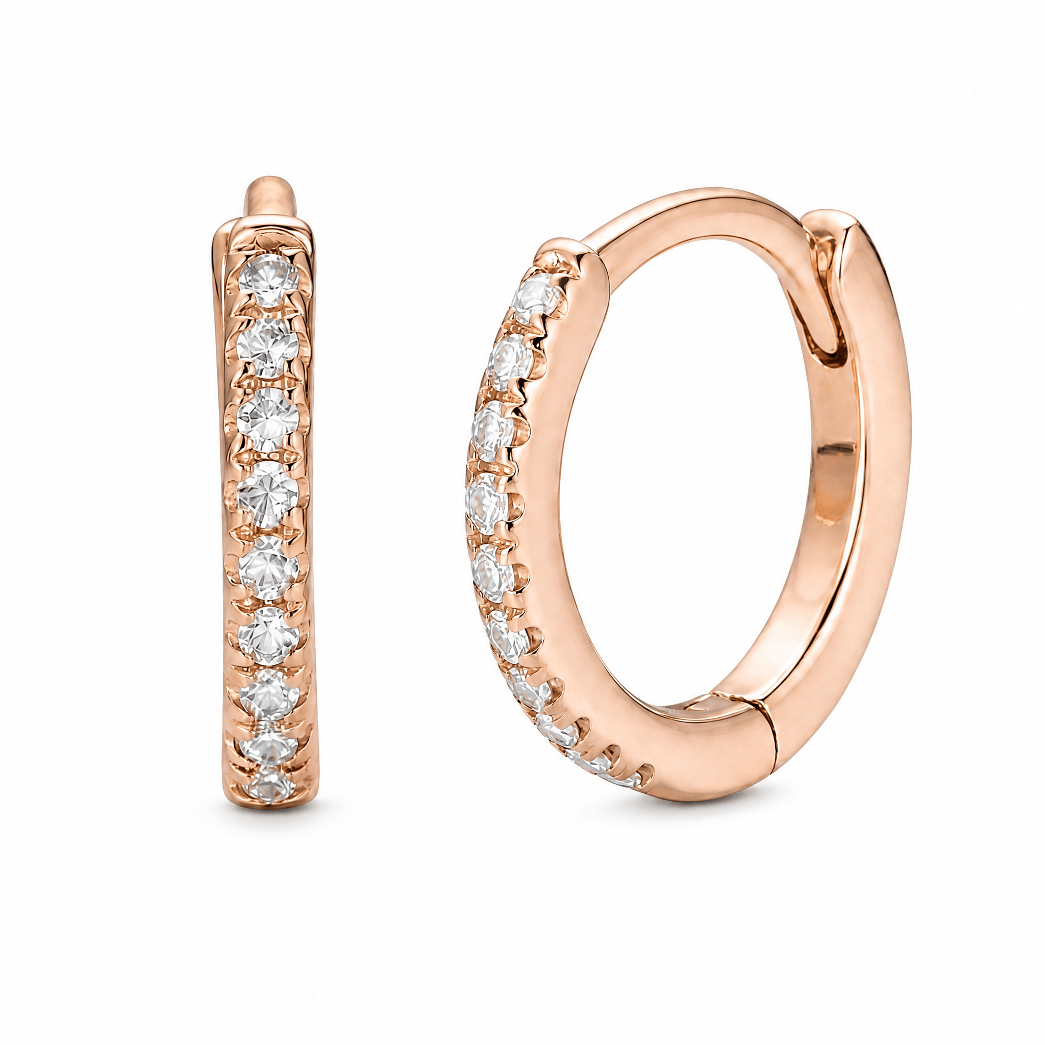 14K Diamond Huggie Hoop Earrings - Nolita
