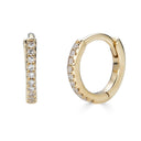14K Diamond Huggie Hoop Earrings