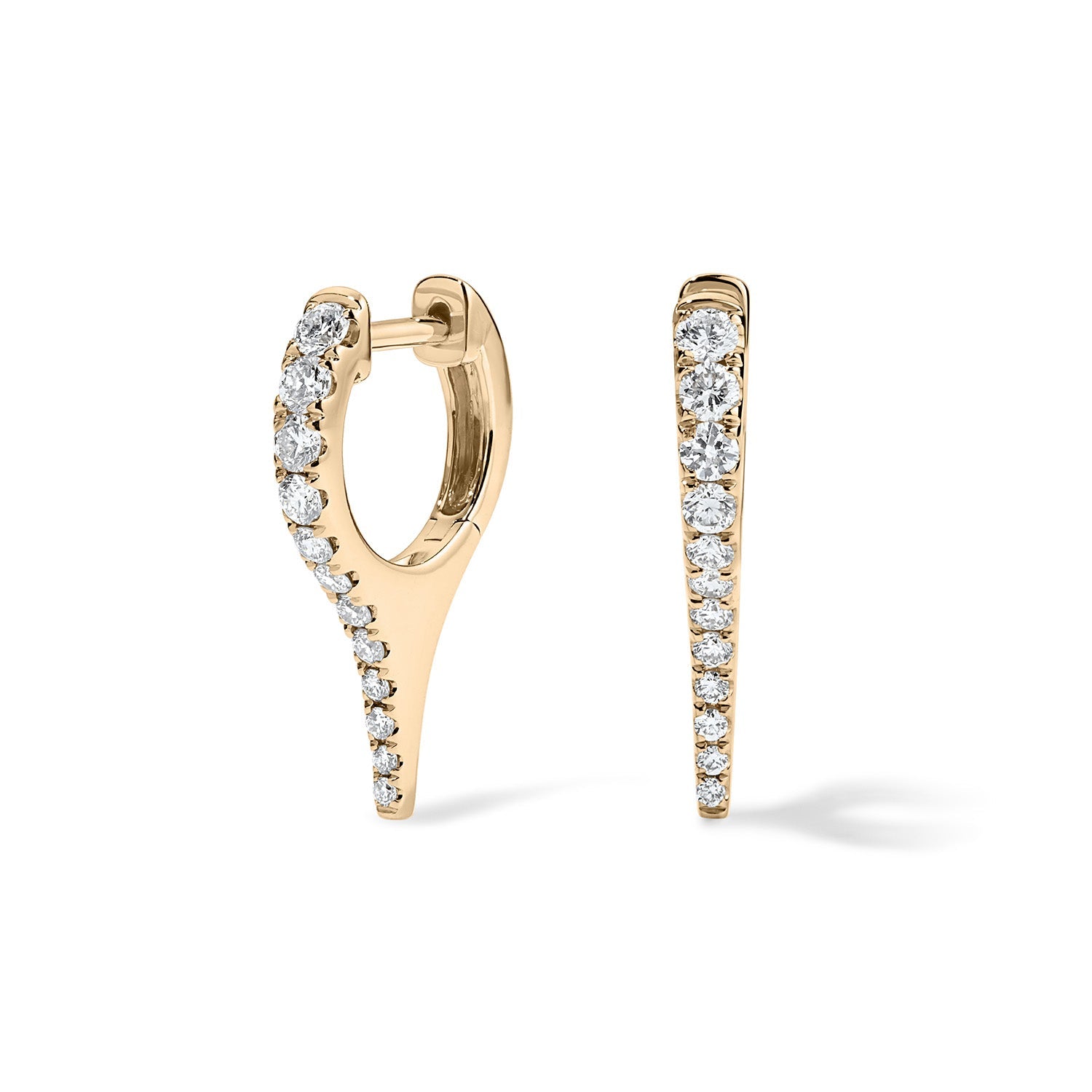 14K Diamond Long Spike Huggie Earrings - Nolita