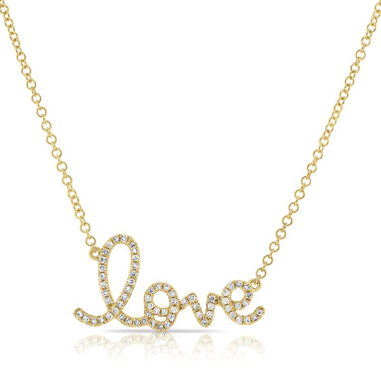 14K Diamond Love Necklace - Nolita