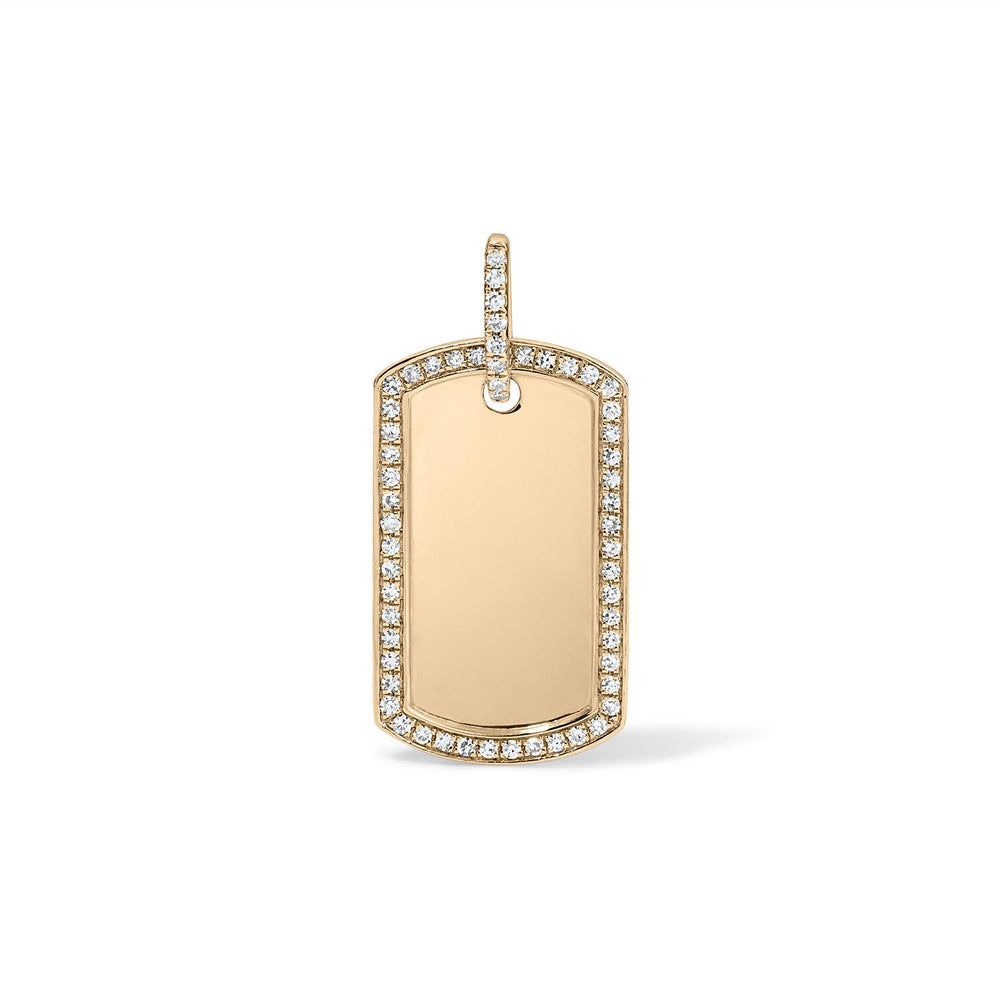 14K Diamond Outlined Dog Tag