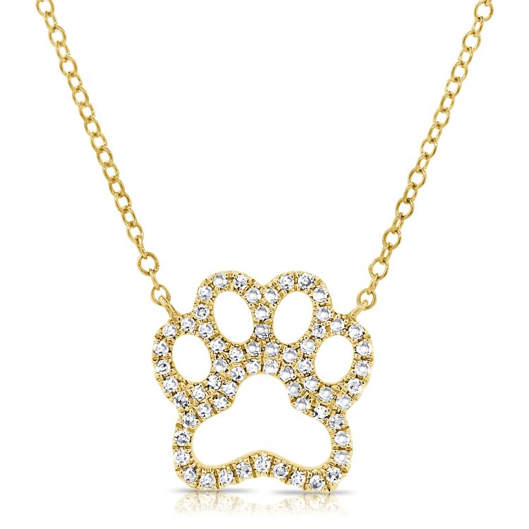 14K Diamond Paw Necklace - Nolita