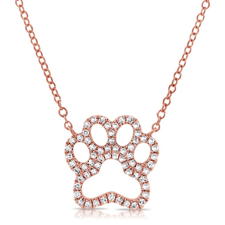 14K Diamond Paw Necklace - Nolita