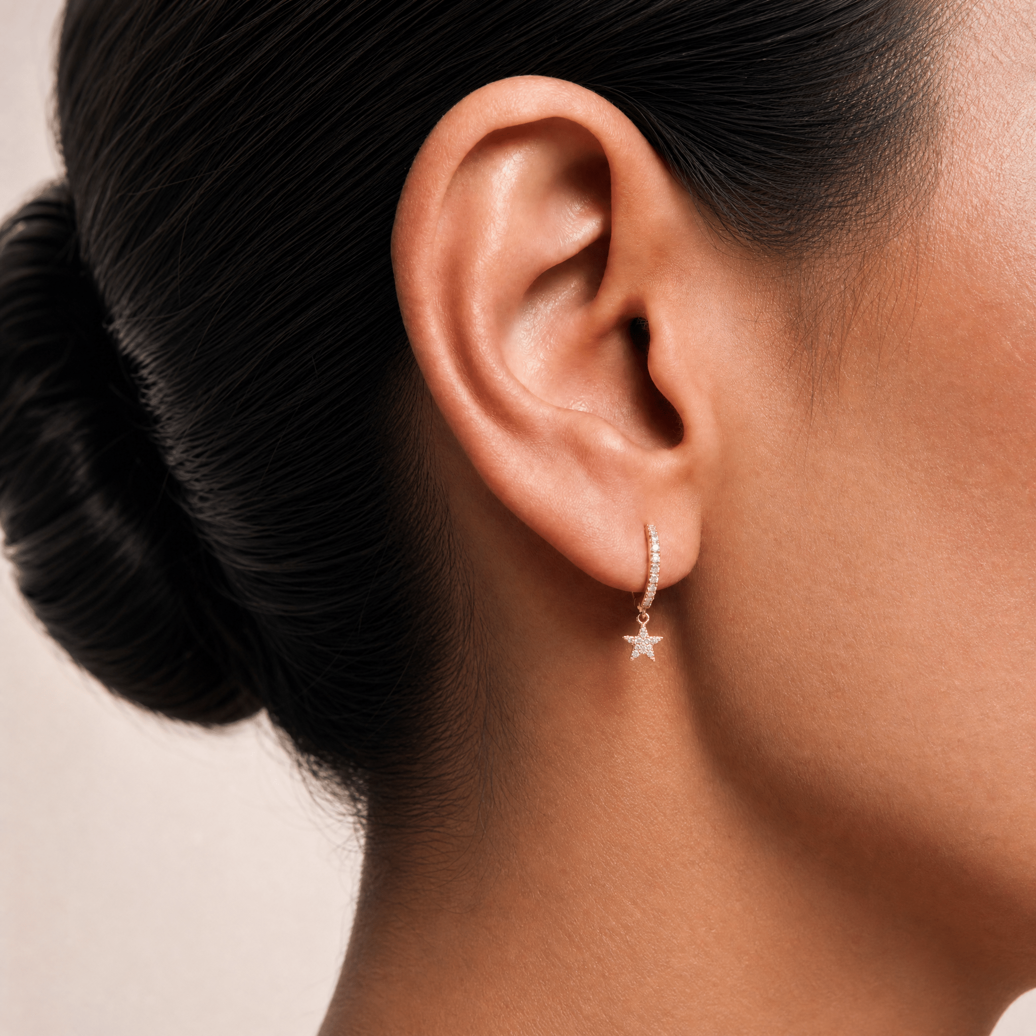 14K Diamond Star Dangle Huggies - Nolita