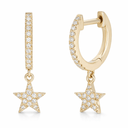 14K Diamond Star Dangle Huggies - Nolita
