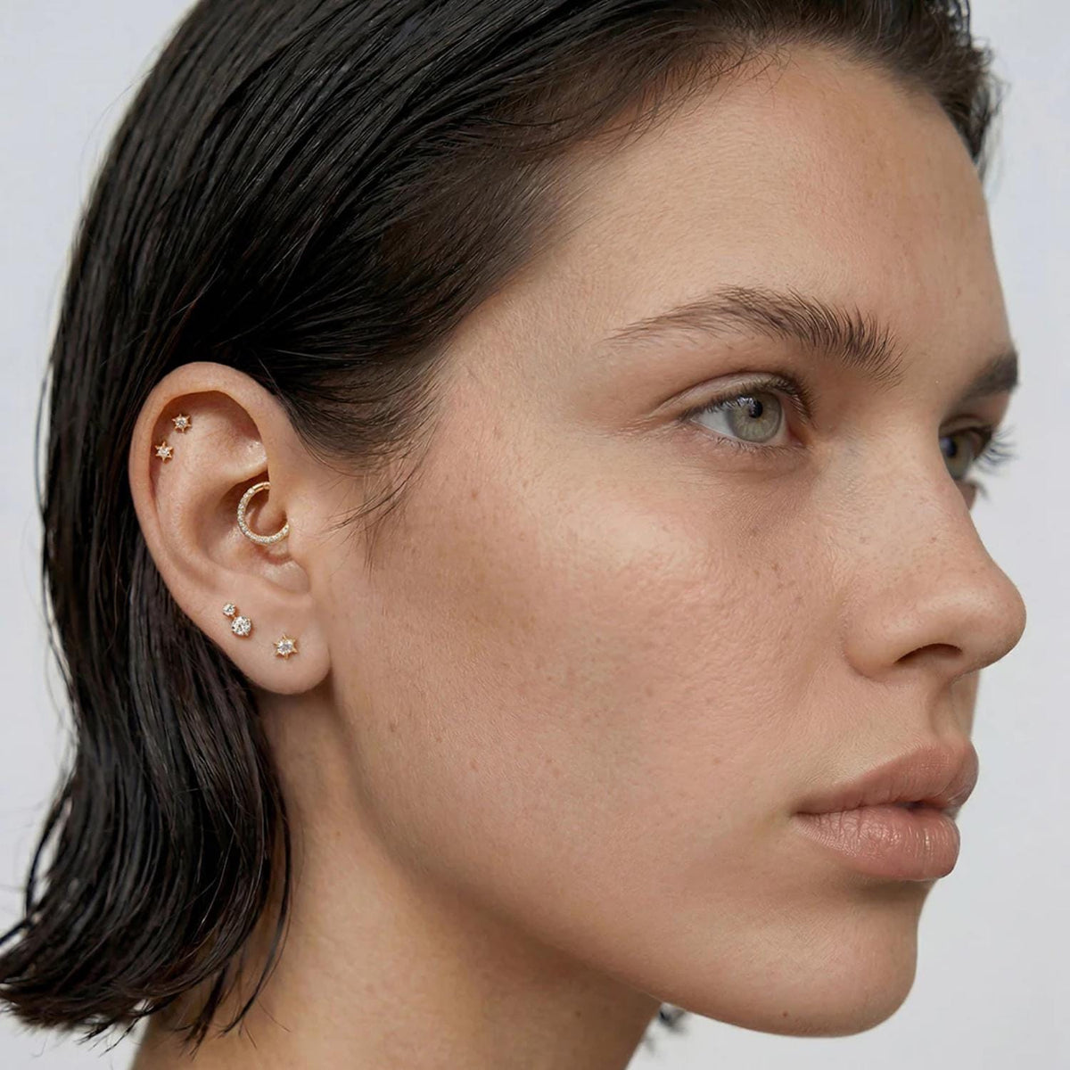 14K Diamond Sunburst Flack Back Stud - Nolita