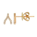 14K Diamond Wishbone Stud - Single - Nolita