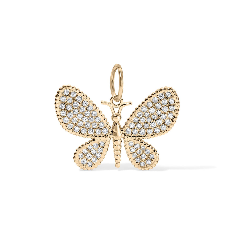 14K Dotted Diamond Butterfly Charm