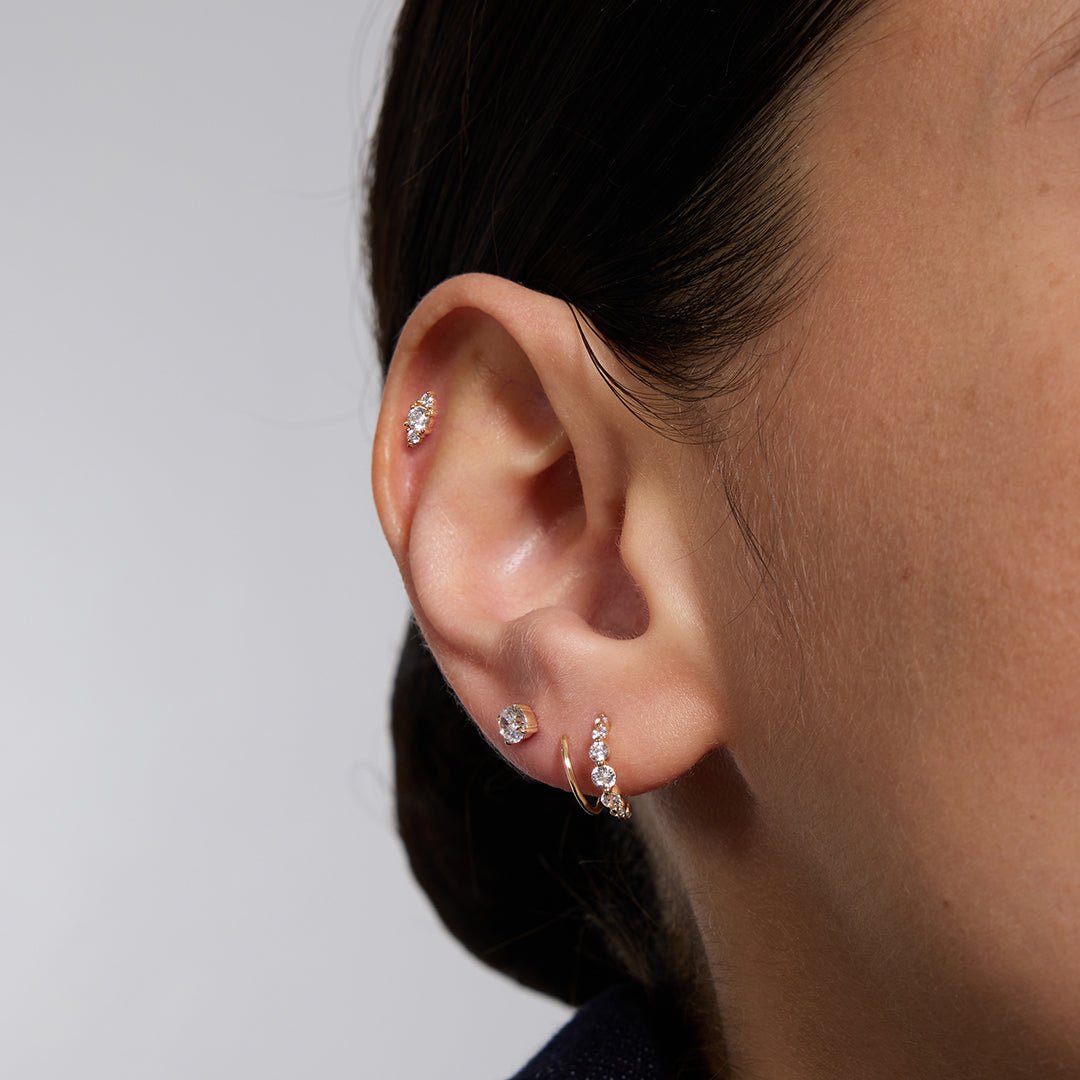 14K Double Hoop Graduated Lab Diamond Earrings - Nolita