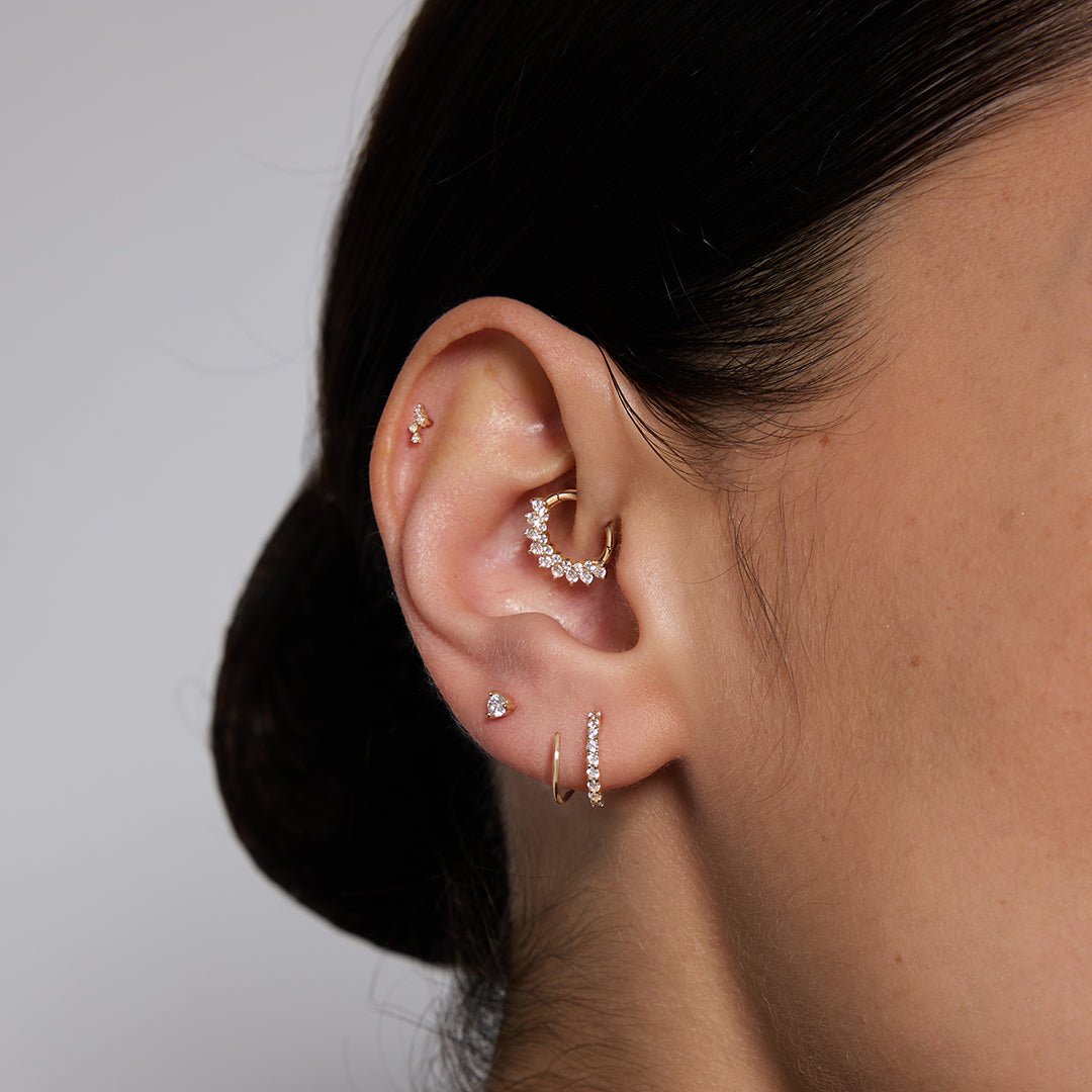14K Double Hoop Lab Diamond Earrings - Nolita