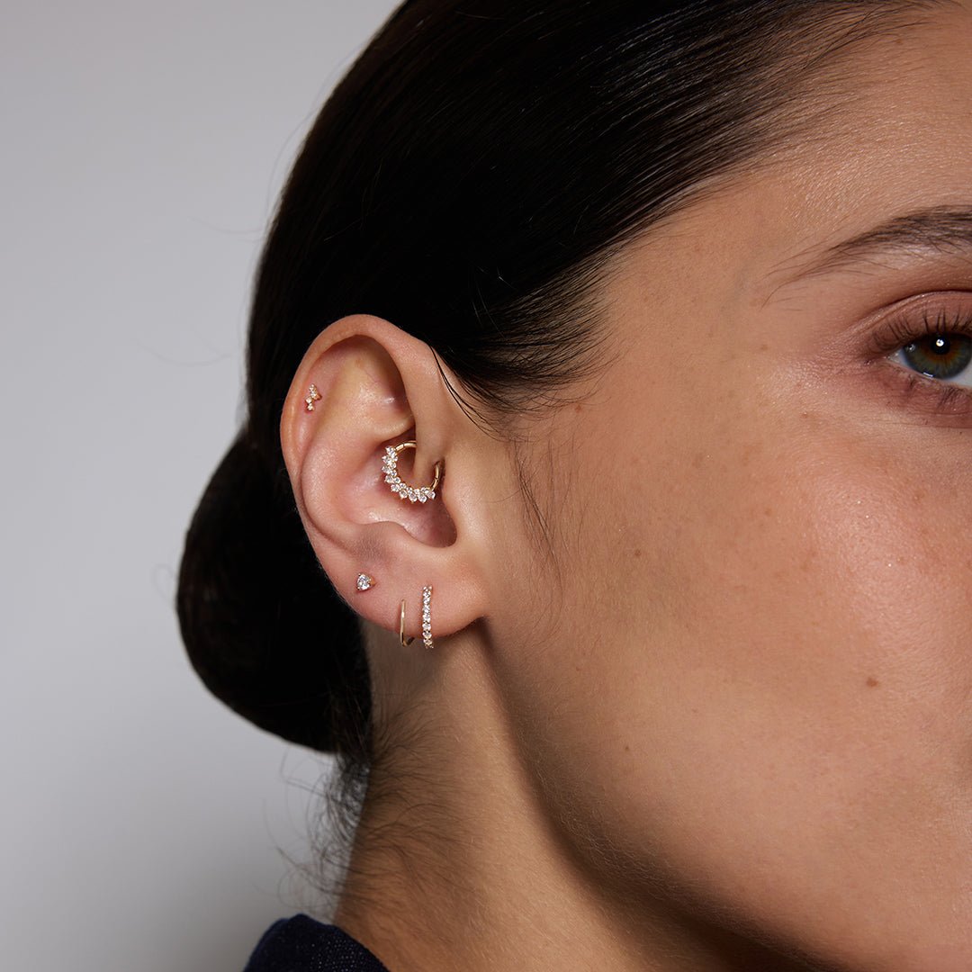 14K Double Hoop Lab Diamond Earrings - Nolita
