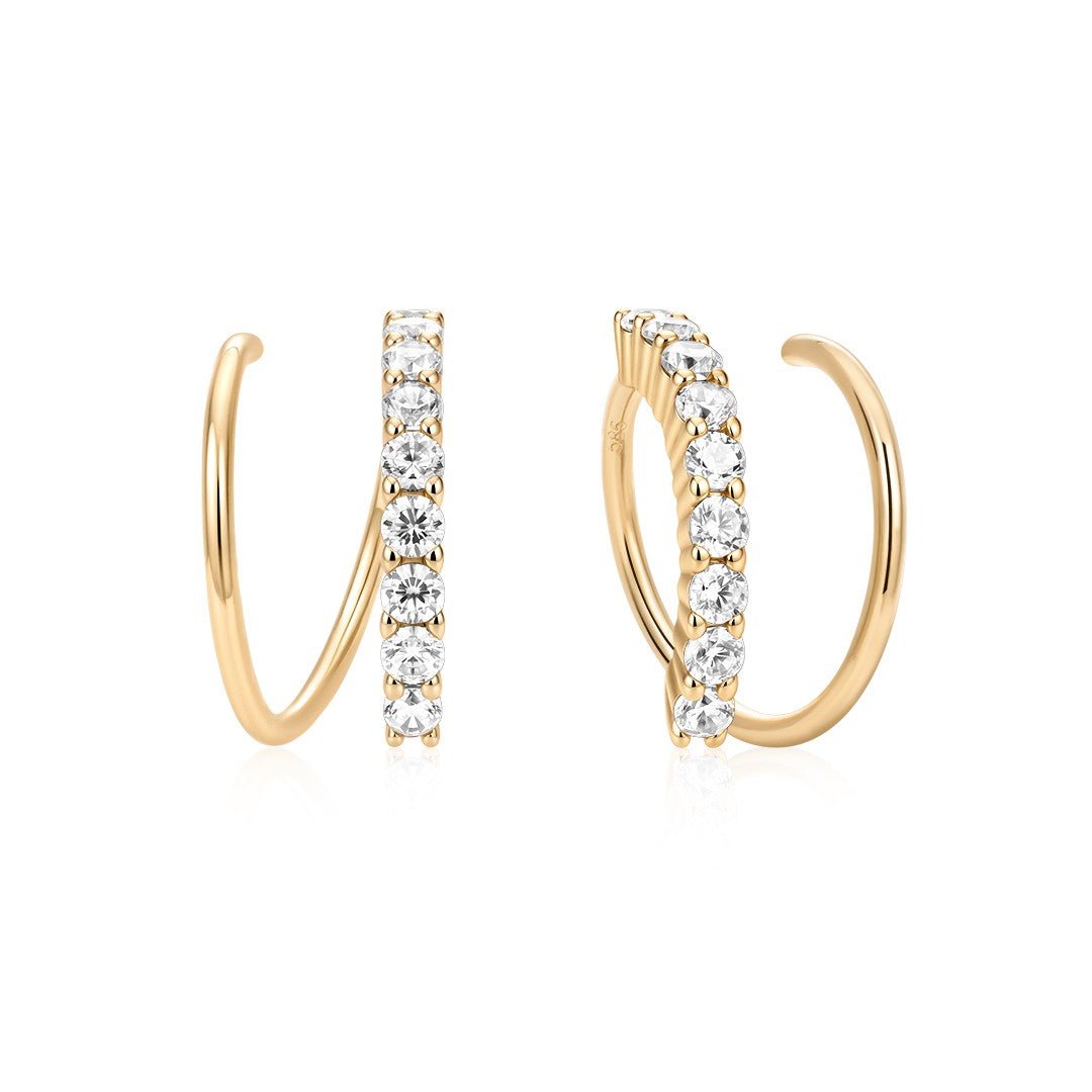 14K Double Hoop Lab Diamond Earrings - Nolita