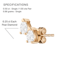 14K Double Pear Lab Diamond Stud Earrings - Nolita