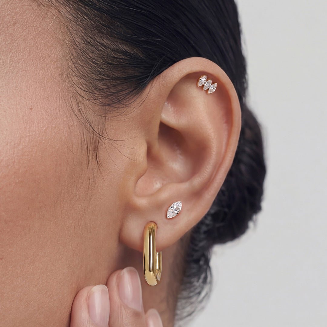 14K Élan Marquise Lab Diamond Flat Back Stud - Nolita