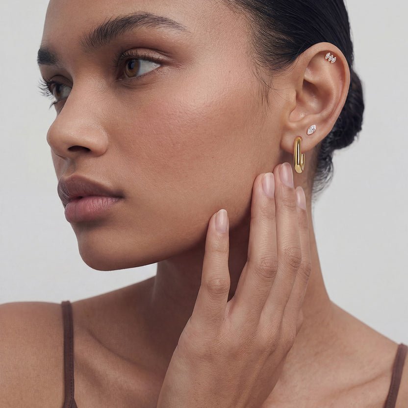 14K Élan Marquise Lab Diamond Flat Back Stud - Nolita